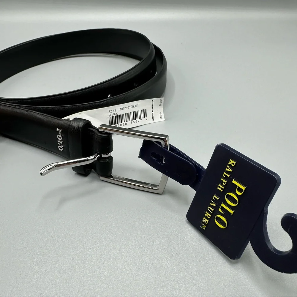 Polo Ralph Lauren Black Leather Belt Size 42
